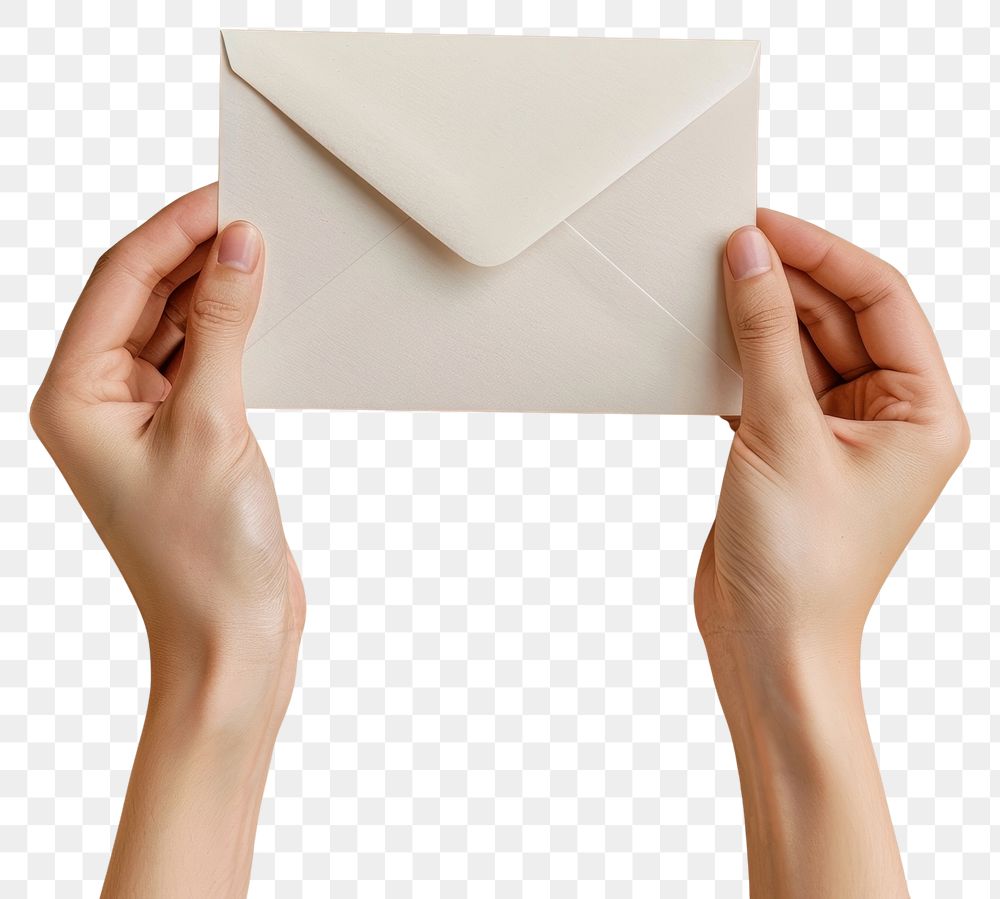 PNG Two hands holding a blank envelope mail.