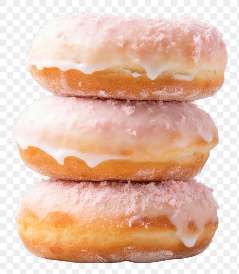 PNG A stack of 3 donuts on light grey background confectionery sweets bread.