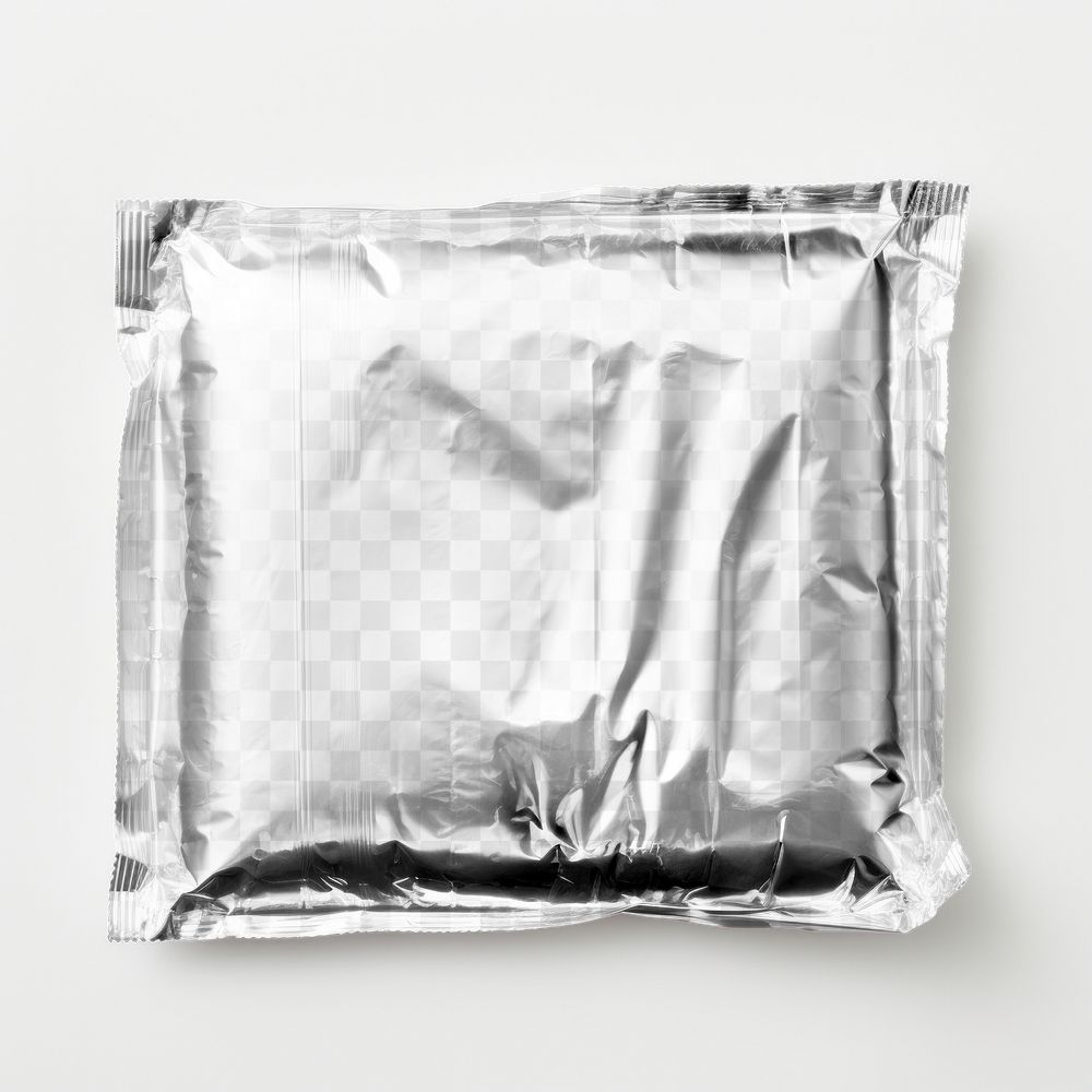 PNG foil food bag mockup, transparent design
