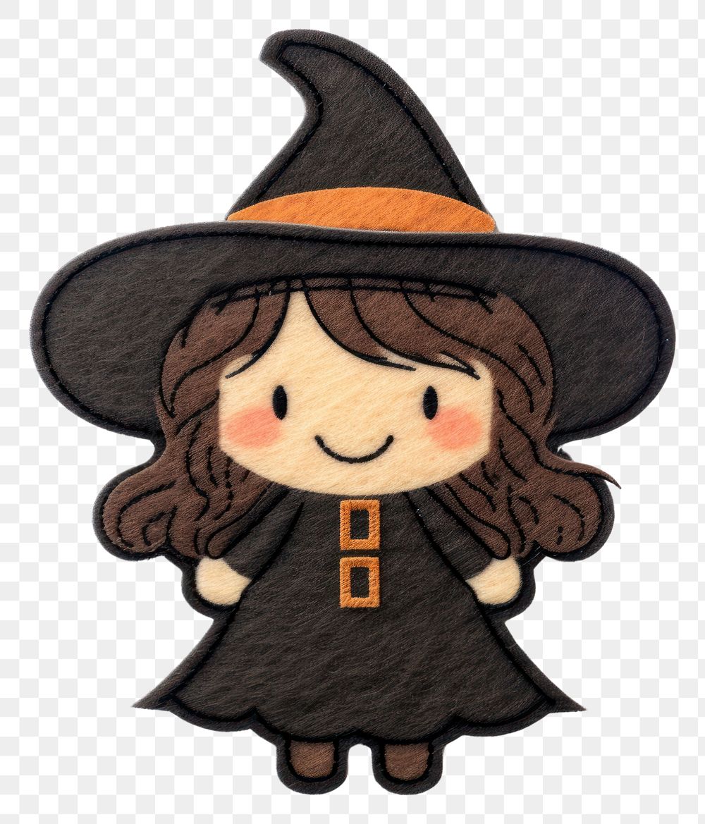 PNG Felt stickers of a single witch clothing apparel person.