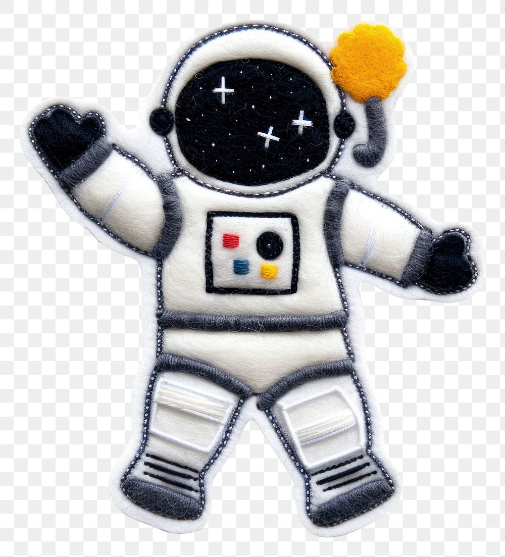 PNG Felt stickers of a single astronaut plush robot toy.