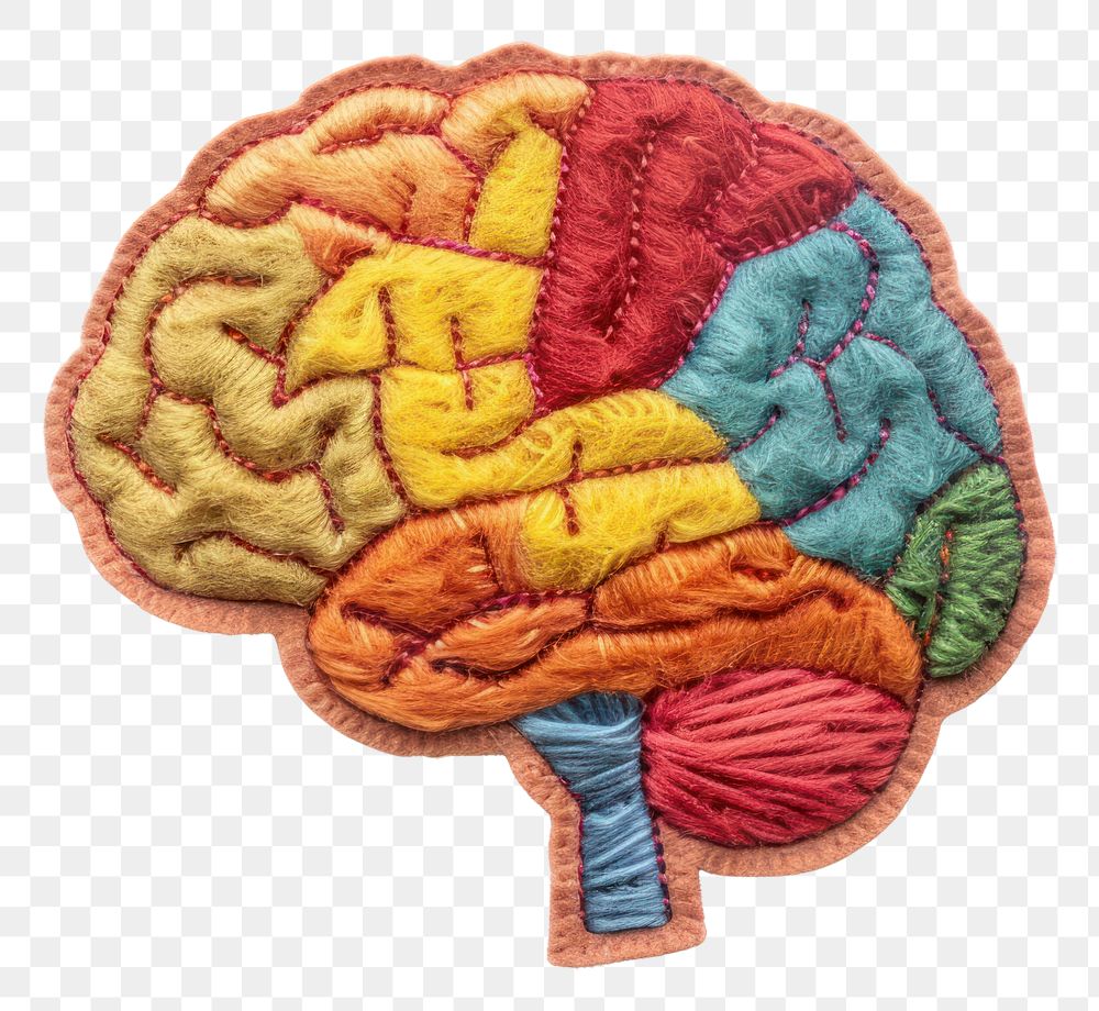 PNG Felt stickers of a single brain embroidery applique clothing.
