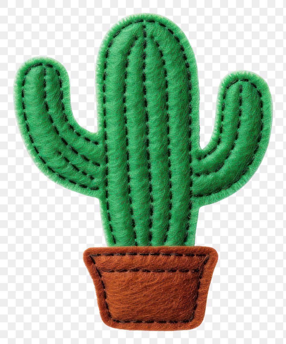 PNG Felt stickers of a single cactus diaper plant.
