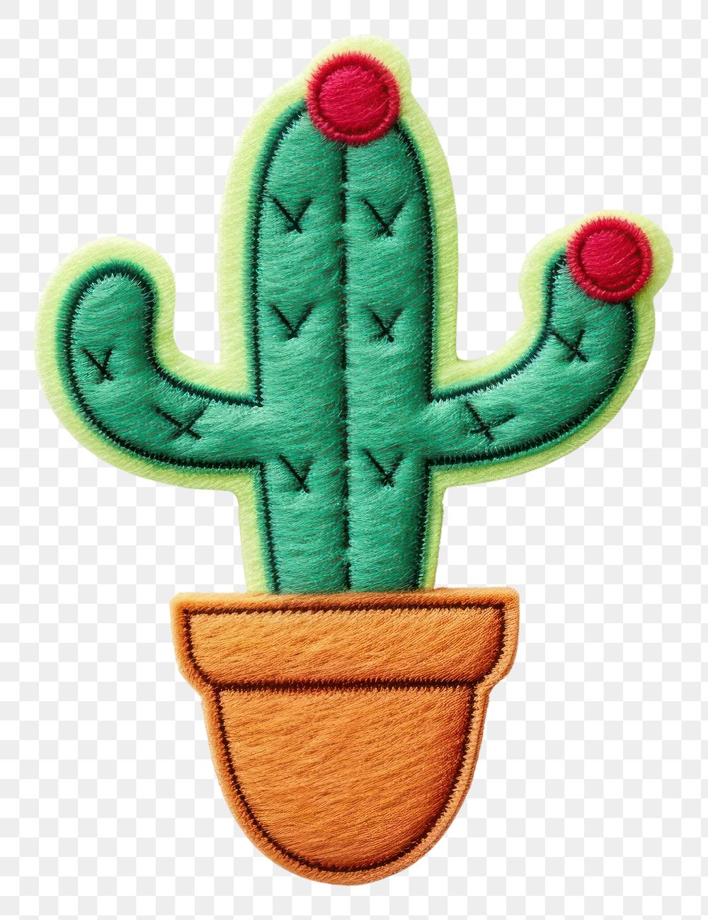 PNG Felt stickers of a single cactus clothing apparel reptile.