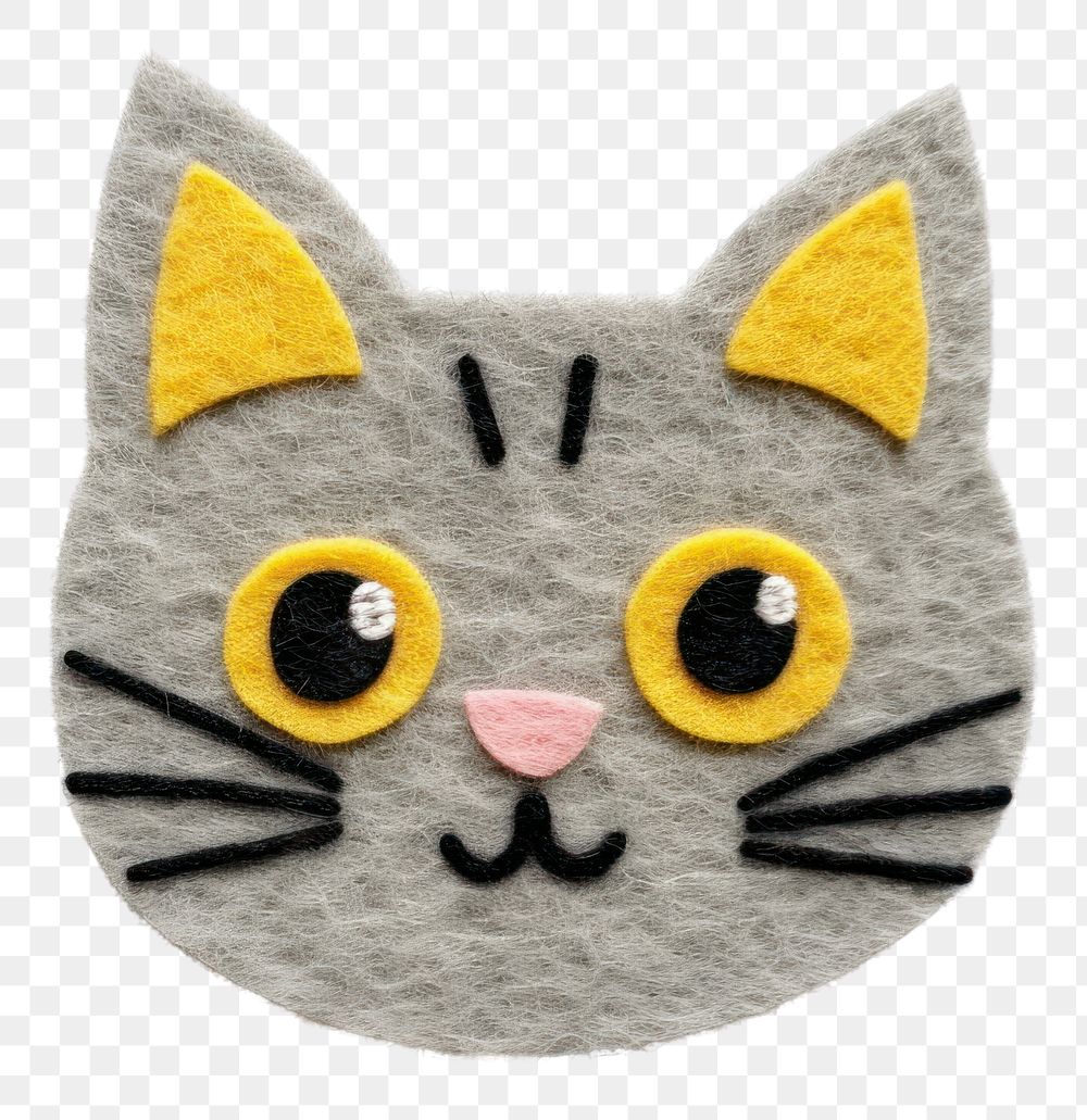 PNG Felt stickers of a single cat accessories handicraft embroidery.