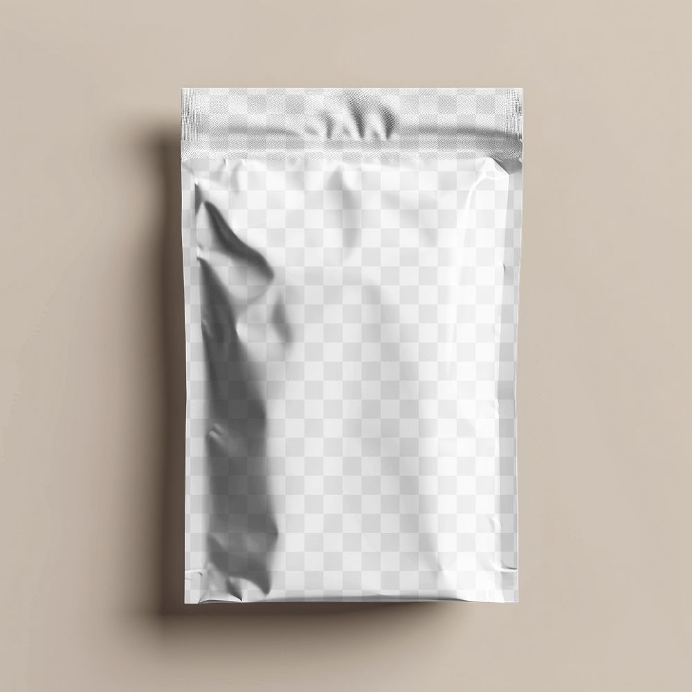 PNG food pouch bag mockup, transparent design
