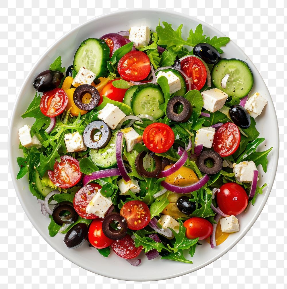 PNG Mediterranean salad platter produce lunch.