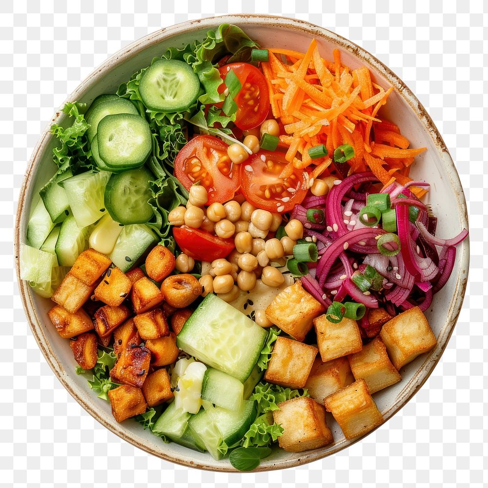 PNG Vegan buddha bowl salad platter lunch plate.