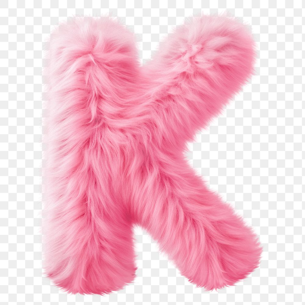 PNG  Fur letter K pink softness clothing.