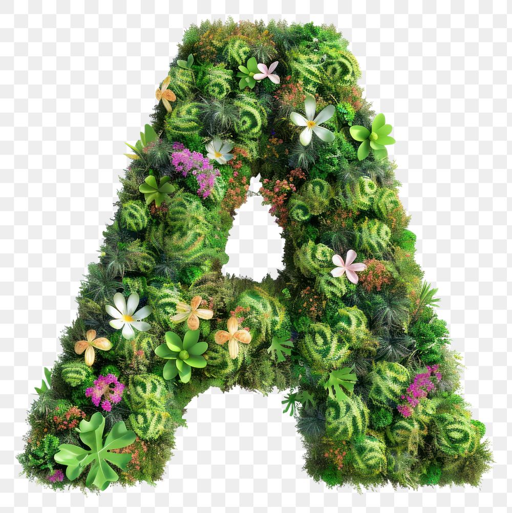 PNG  A letter flower green christmas.