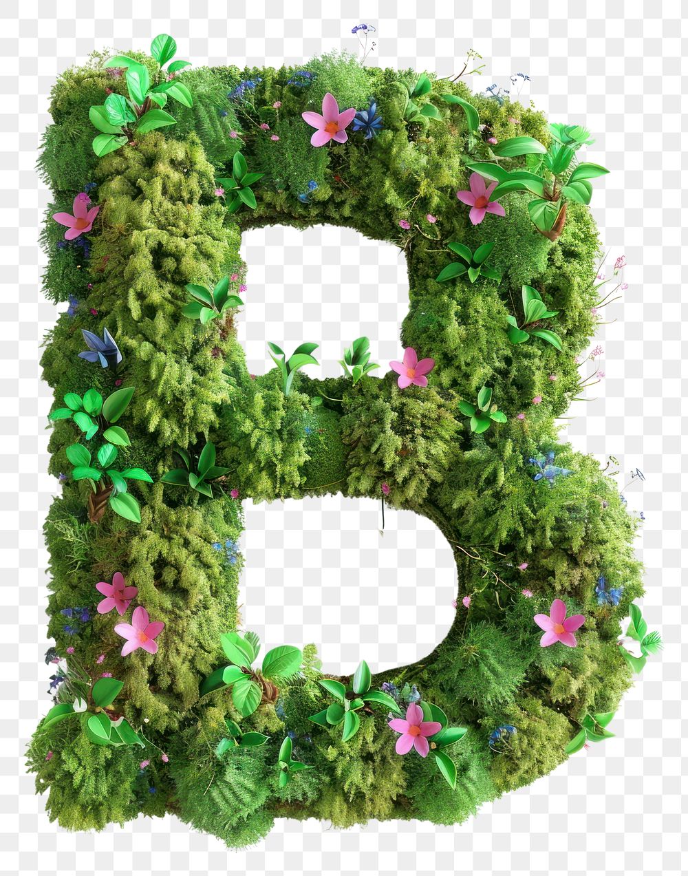PNG  B letter flower green blossom.