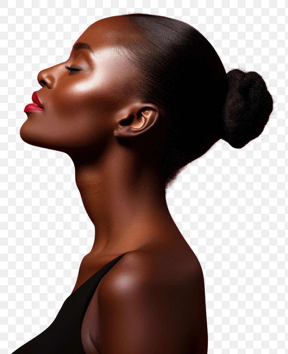 PNG Black woman side portrait profile adult photo photography 