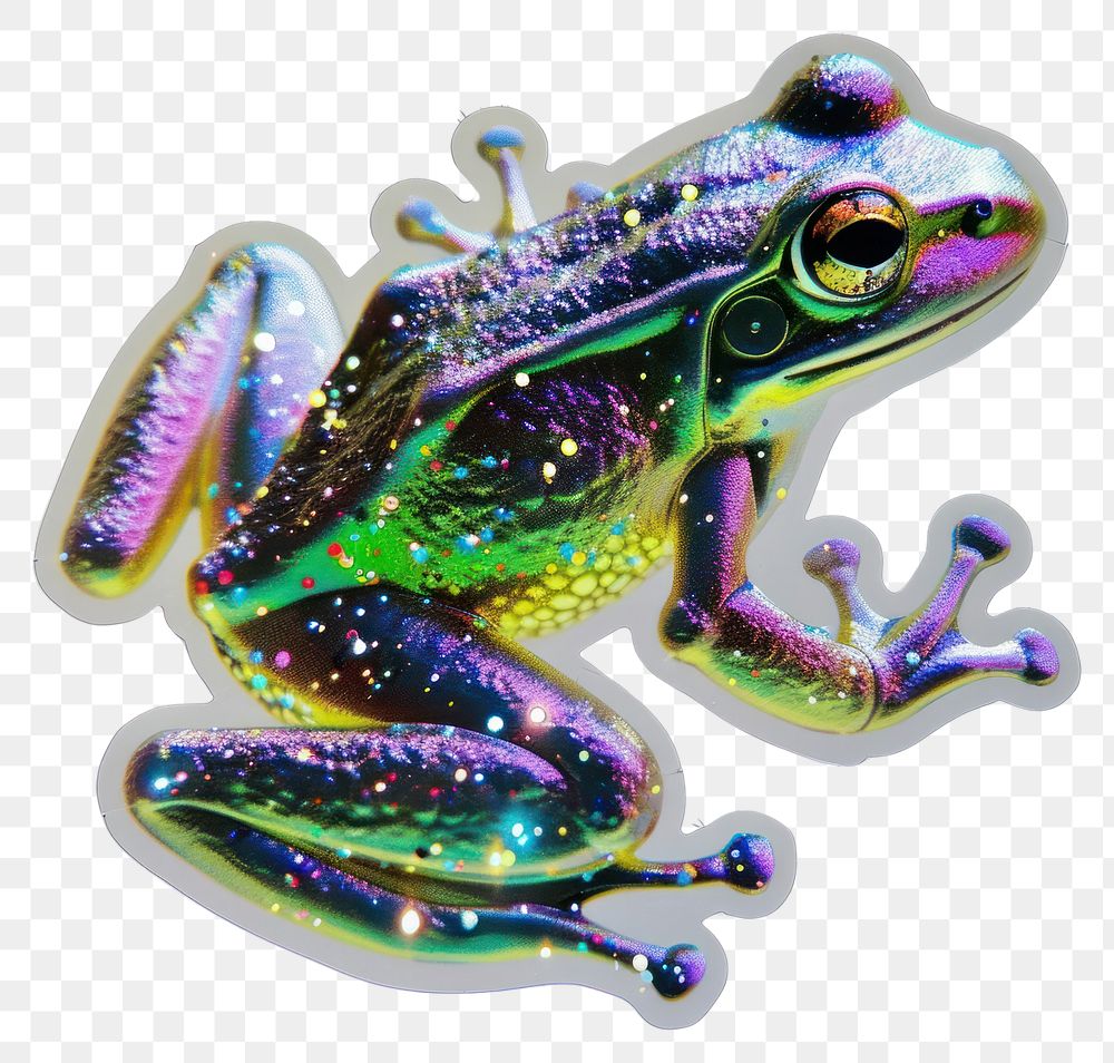 PNG Glitter frog sticker amphibian wildlife animal.