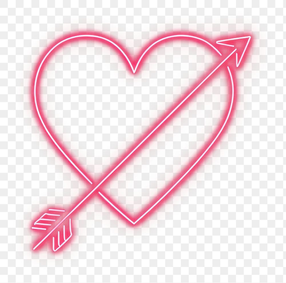 PNG simple line neon of * heart and arrow icon*, in the style of color, aesthetic, minimal detailed, isolated --c 16 --ar…