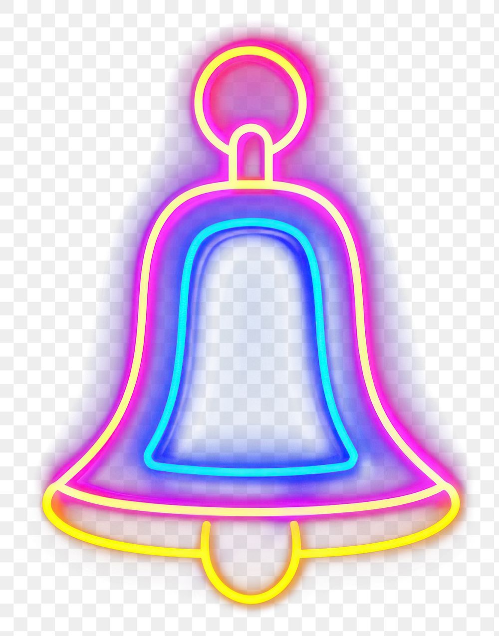 PNG simple line neon of *bell icon*, in the style of color, aesthetic, minimal detailed, isolated --ar 1:1 --c 16