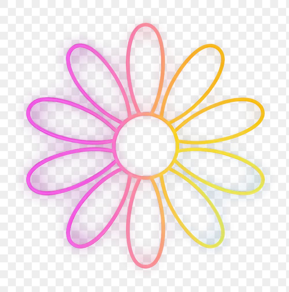 PNG simple line neon of *daisy icon*, in the style of color, aesthetic, minimal detailed, isolated --ar 1:1 --c 16