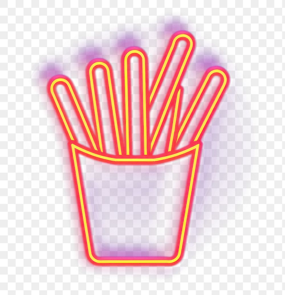 PNG simple line neon of *french fries icon*, in the style of color, aesthetic, minimal detailed, isolated --ar 1:1 --c 16