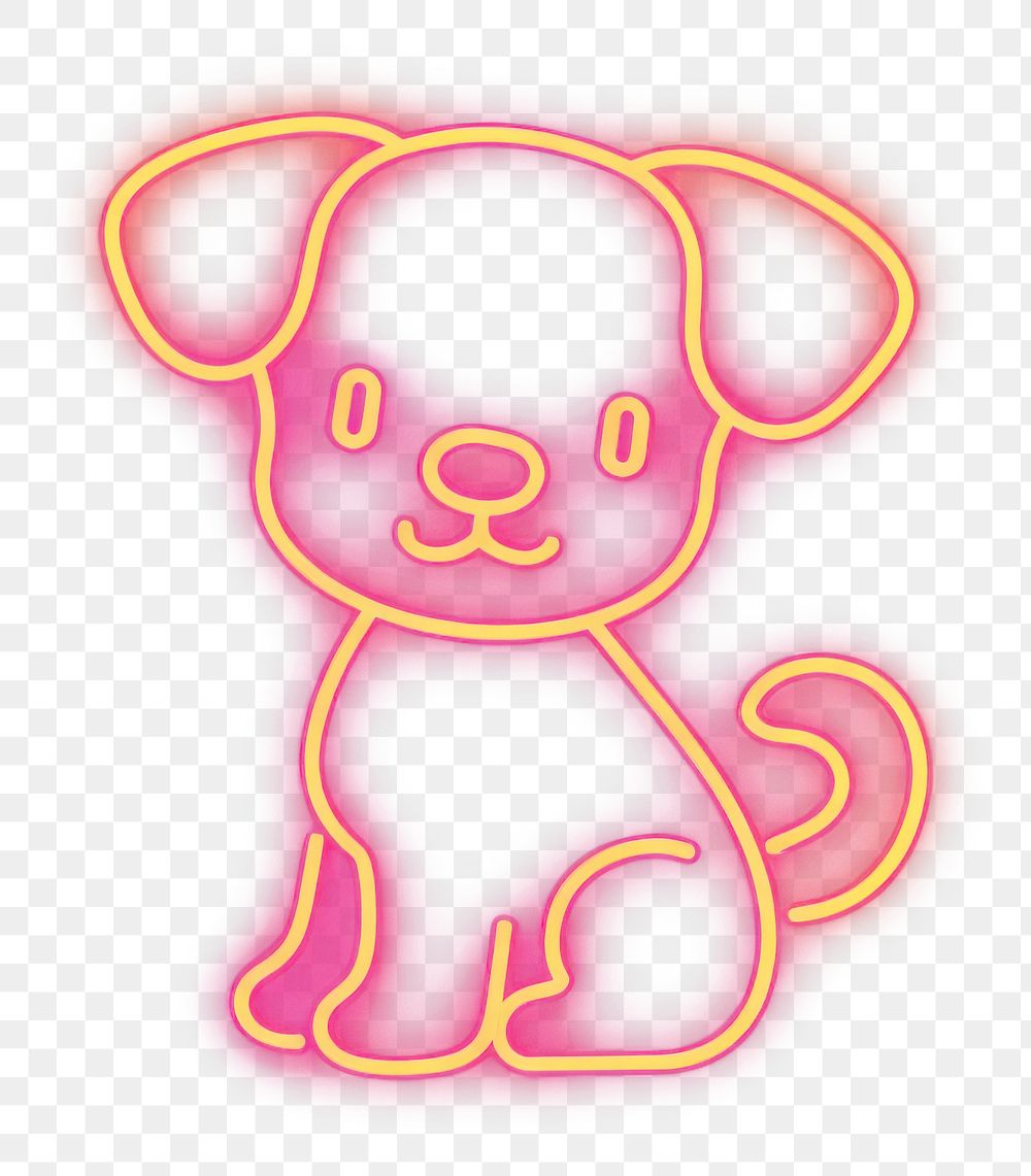 PNG simple line neon of *puppy icon*, in the style of color, aesthetic, minimal detailed, isolated --ar 1:1 --c 12