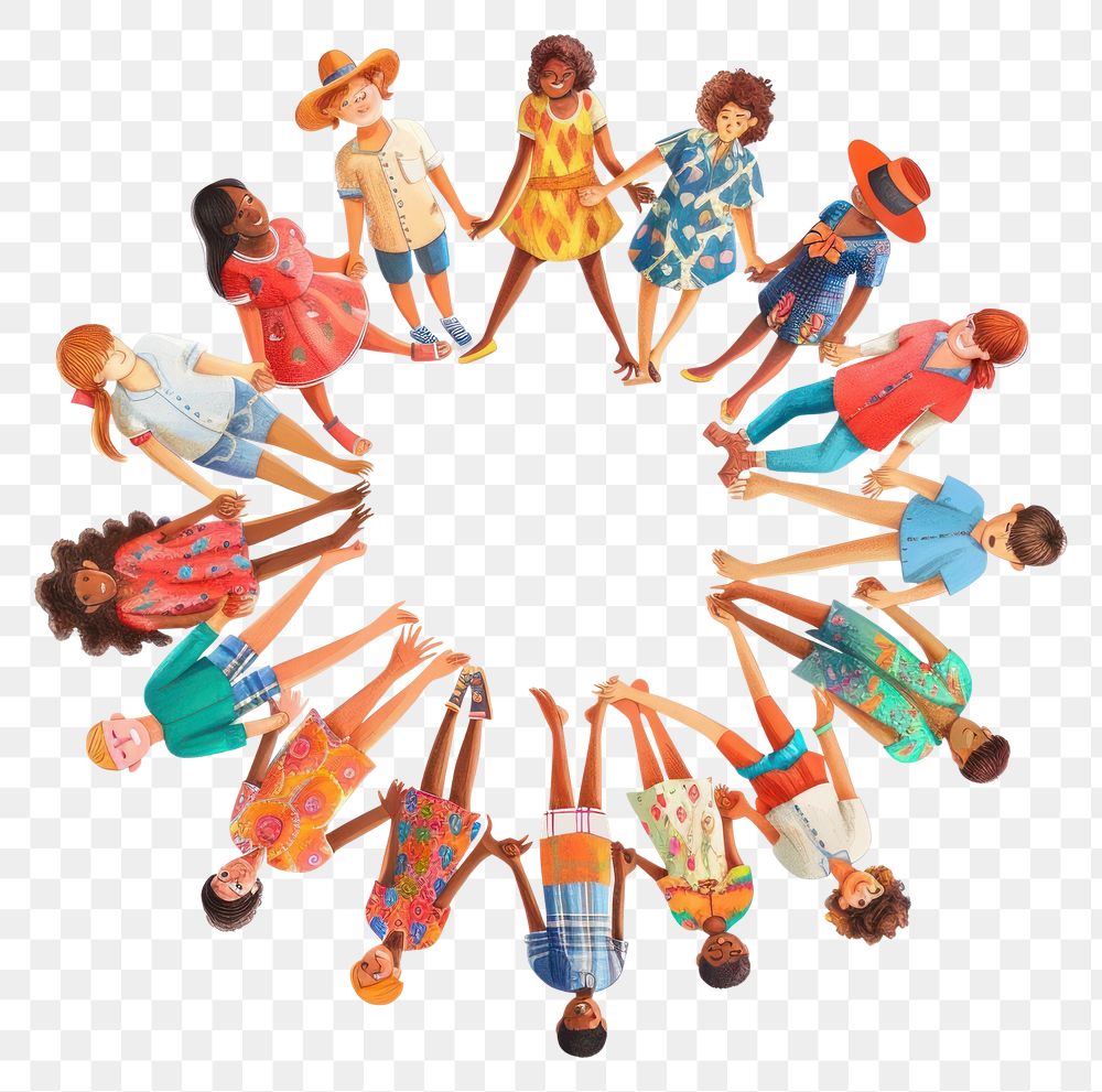 PNG Group of people in circle from diverse culture holding hands female person adult.