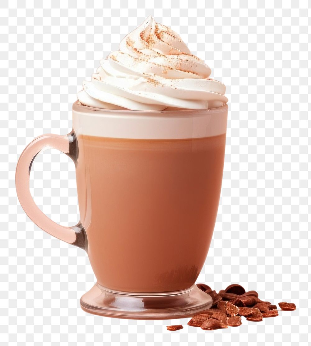 PNG Hot chocolate with whip cream beverage dessert creme 