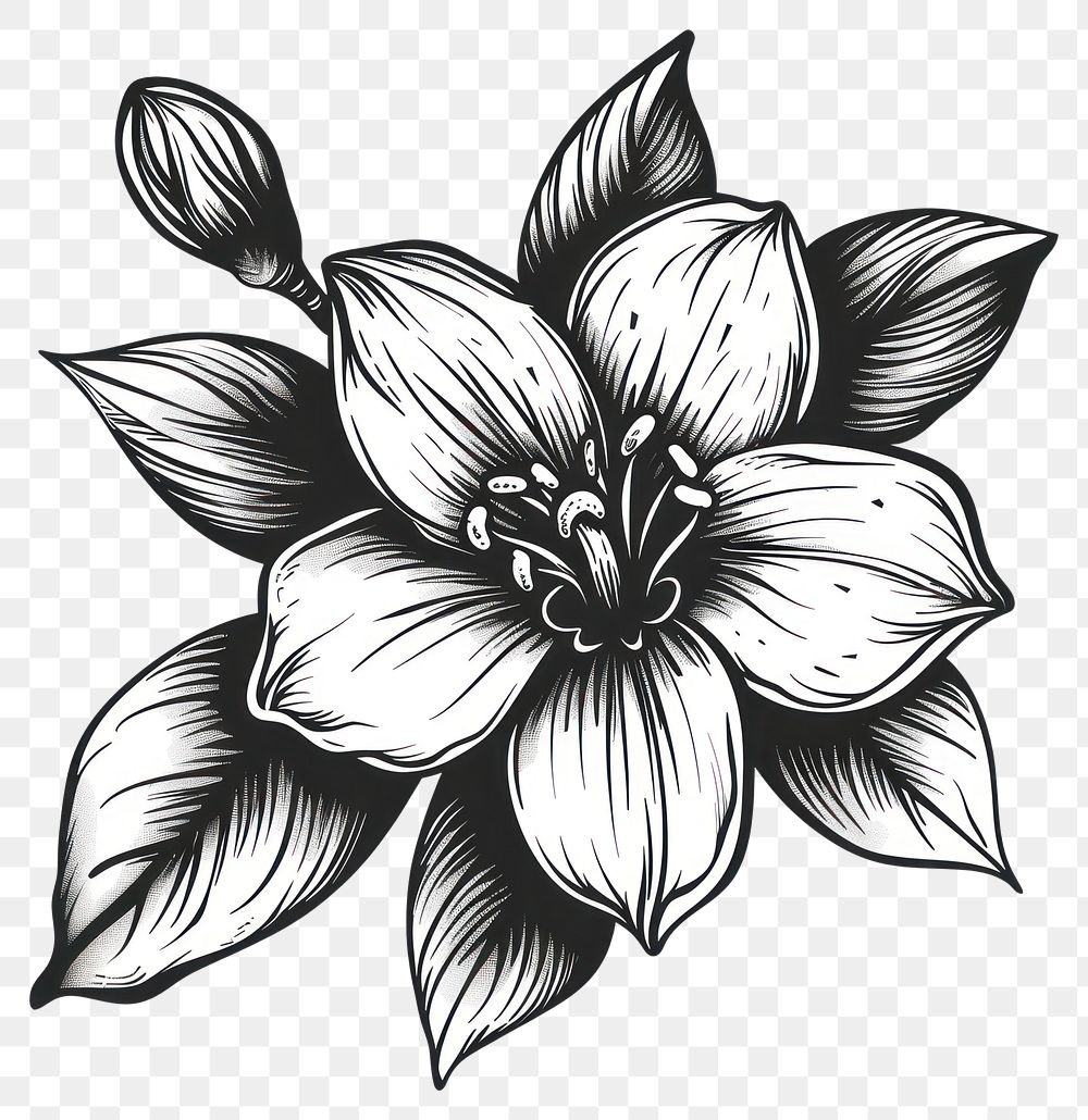 PNG Jasmine flower illustrated blossom drawing.