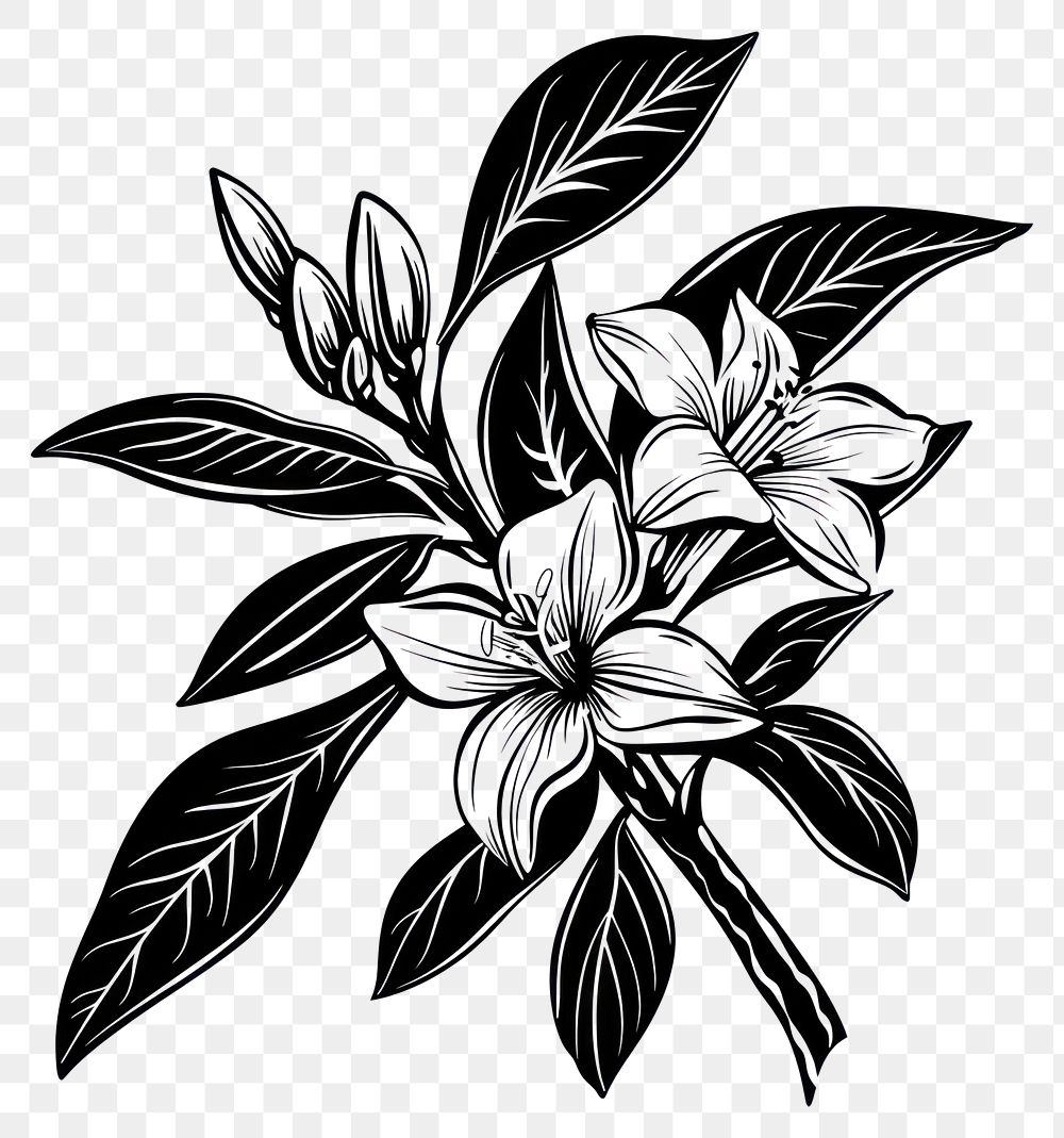 PNG Jasmine flower illustrated graphics pattern.