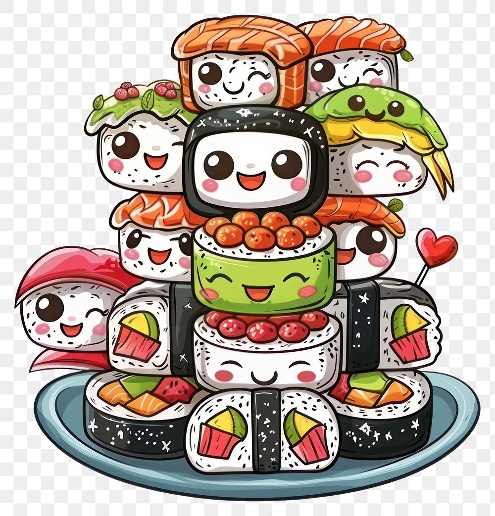 PNG Sushi and rolls dish outdoors snowman.