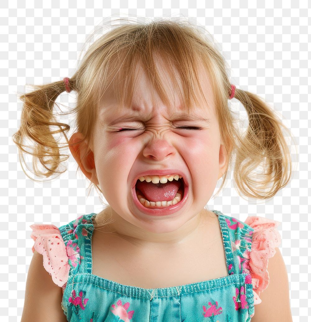 PNG Kid girl crying shouting worried.