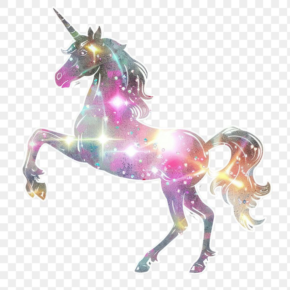 PNG Glitter unicorn sticker animal mammal horse.
