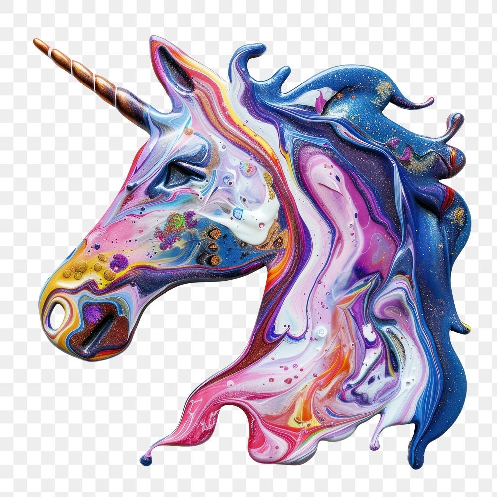 PNG Acrylic pouring unicorn accessories accessory painting.