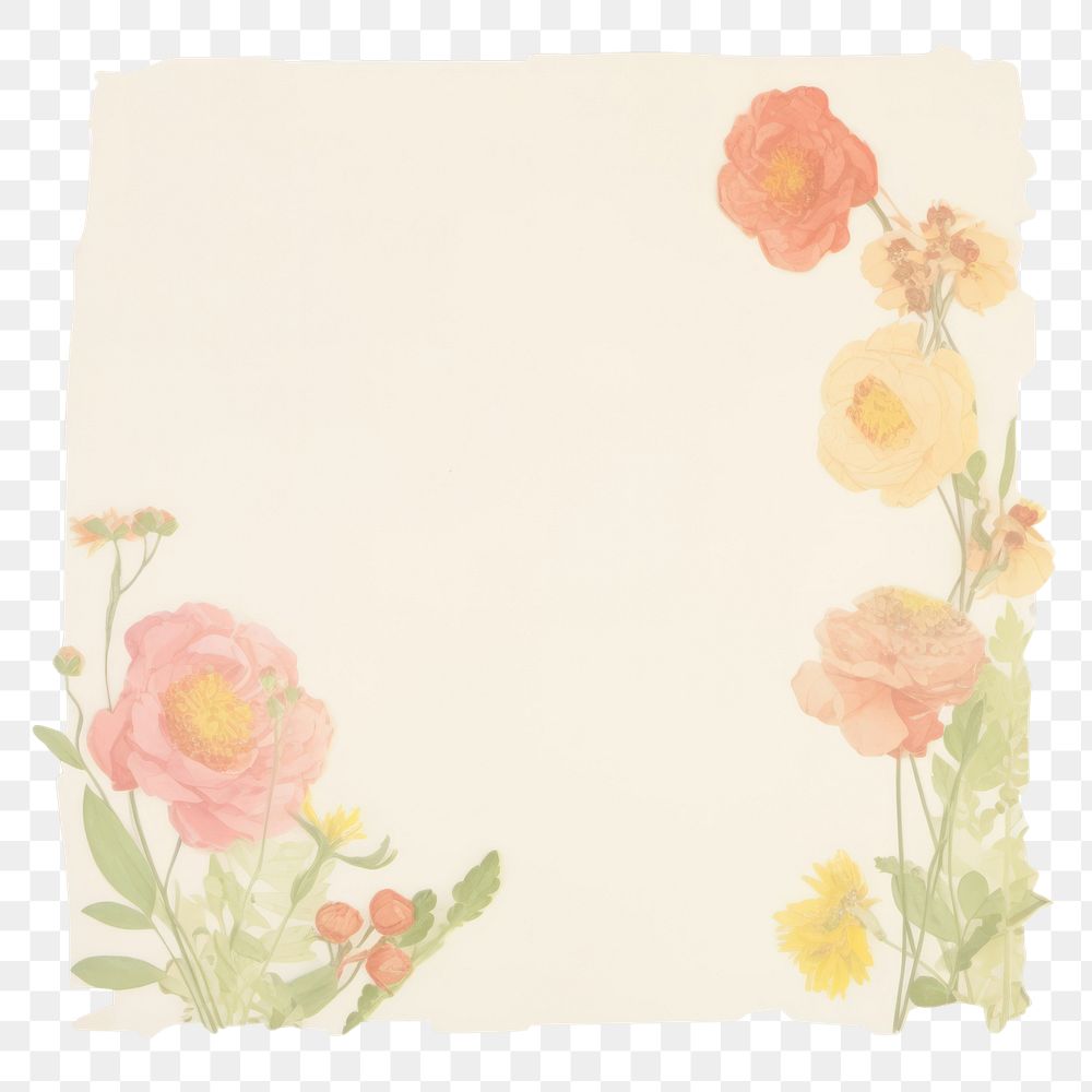 PNG Cute color flowers ripped paper graphics painting envelope.