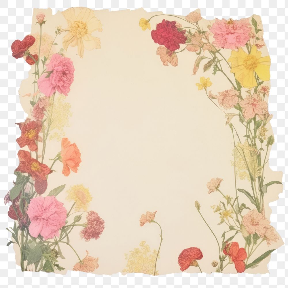 PNG Cute color flowers ripped paper carnation graphics pattern.