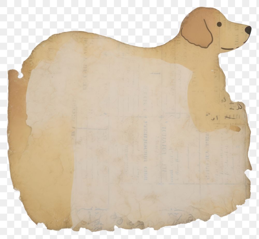 PNG Dog shape newpaper ripped paper text painting animal.
