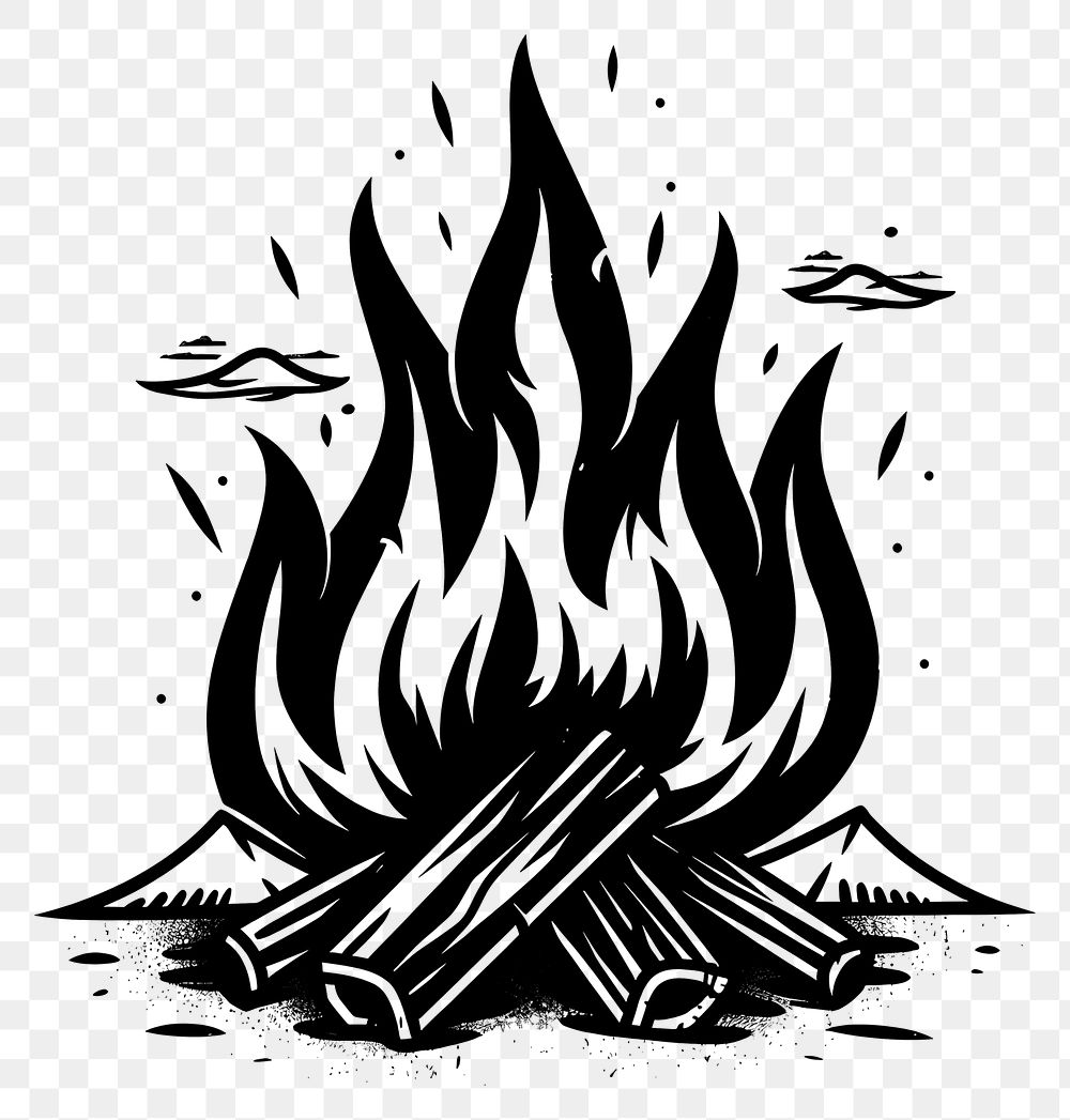PNG Bonfire tattoo flat illustration stencil animal flame.