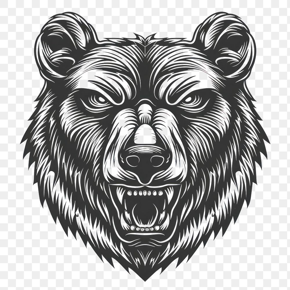 PNG Grizzly Bear head tattoo flat illustration illustrated wildlife drawing.