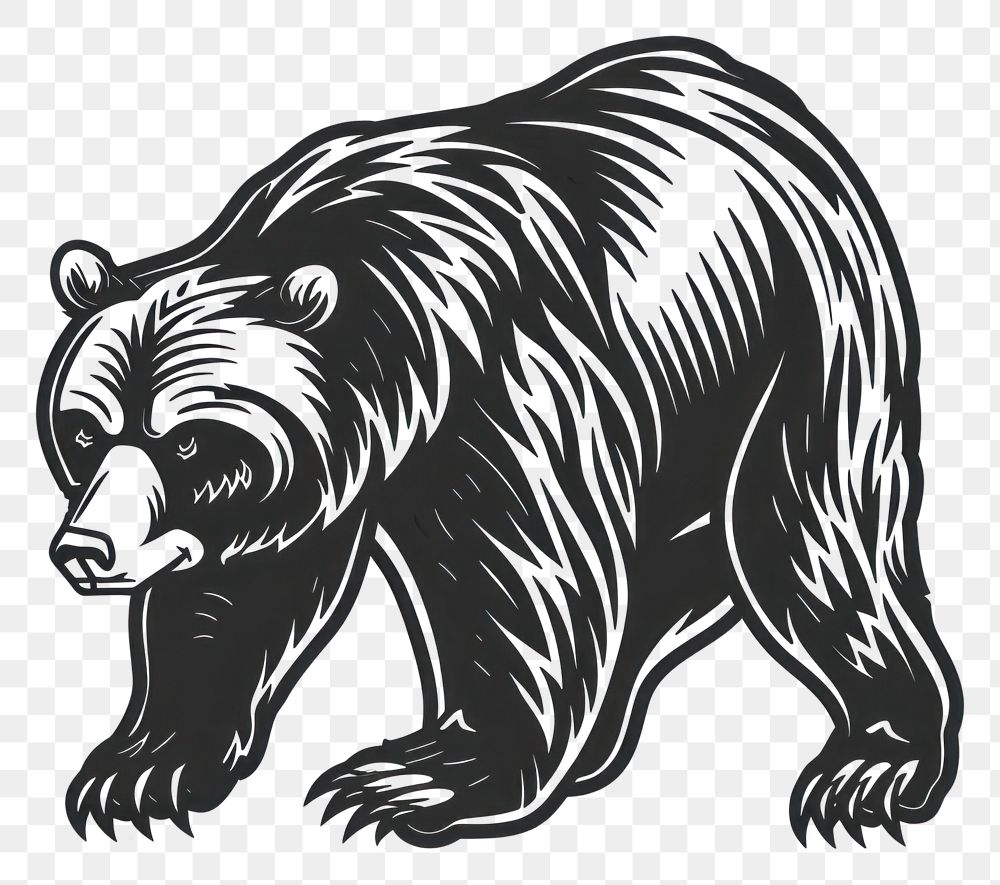 PNG Grizzly bear tattoo flat illustration wildlife animal mammal.