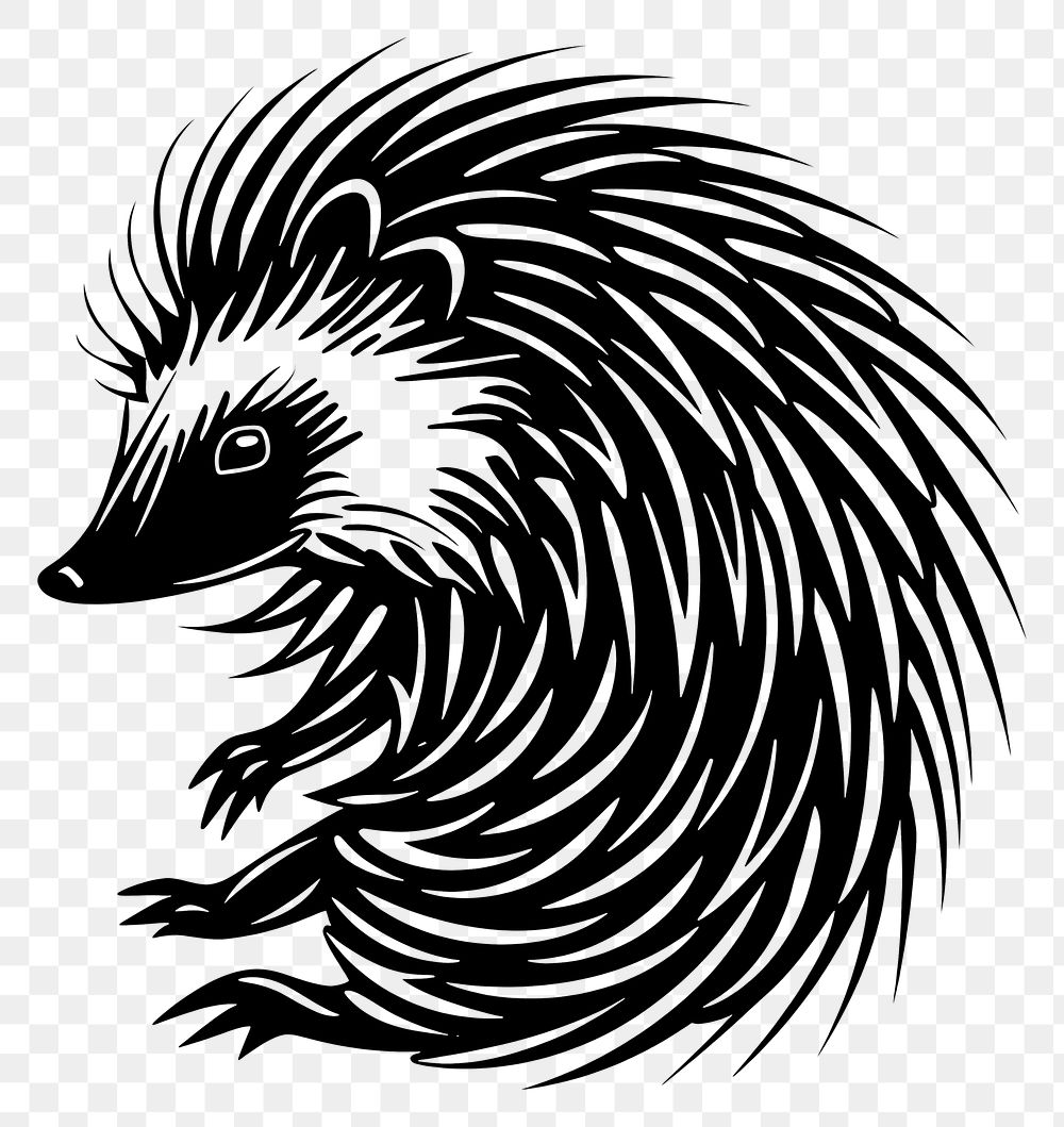 PNG Hedgehog tattoo flat illustration animal mammal bird.