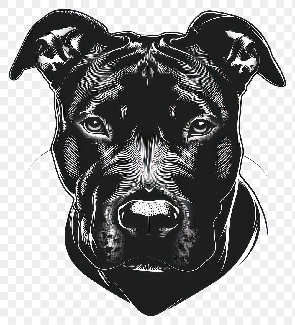PNG Pitbull tattoo flat illustration stencil bulldog animal.