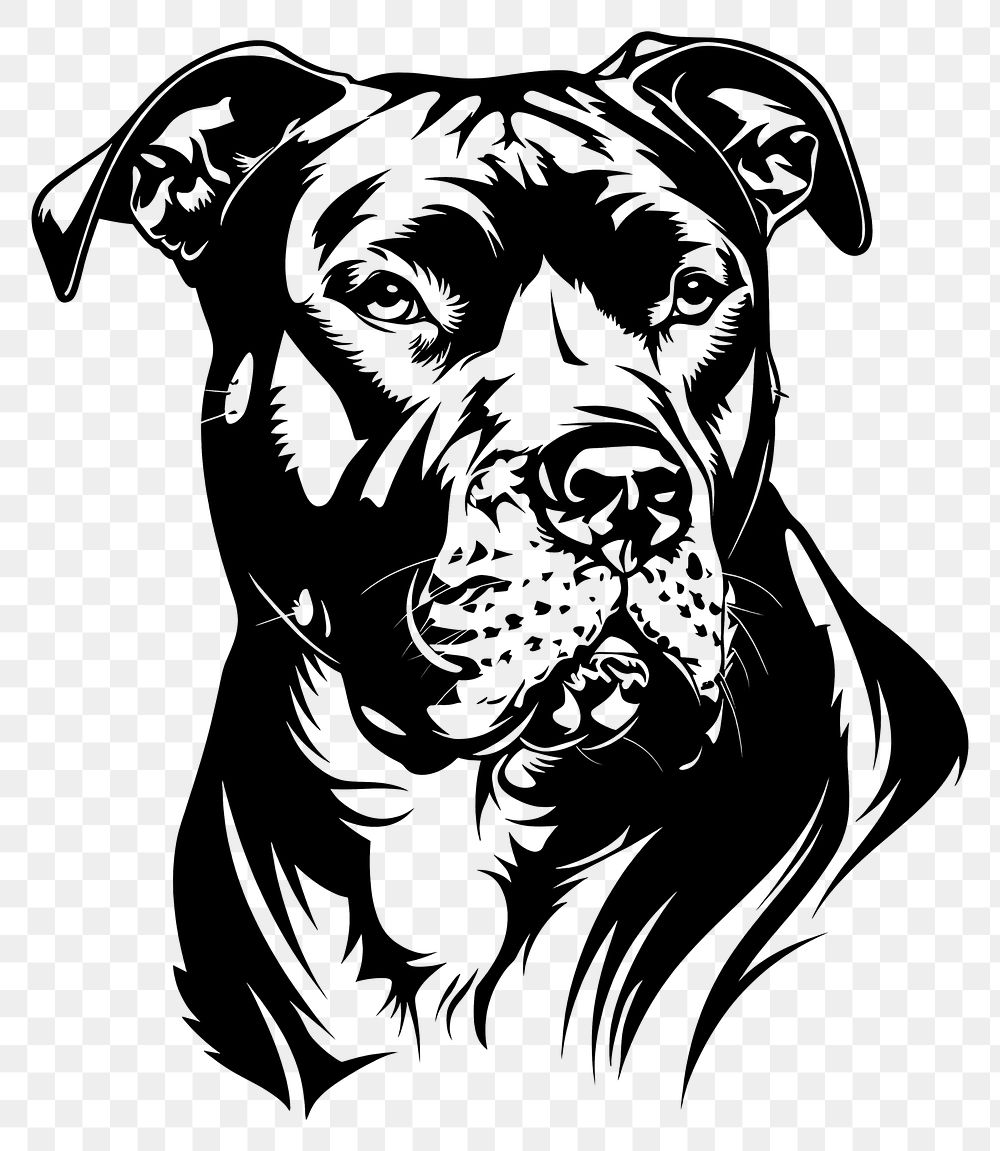 PNG Pitbull tattoo flat illustration stencil animal canine.