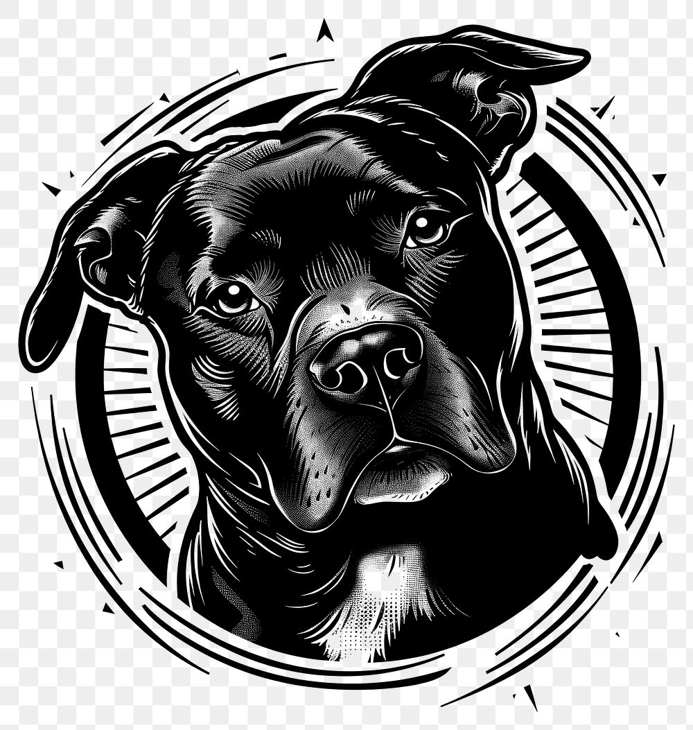 PNG Pitbull tattoo flat illustration animal canine mammal.