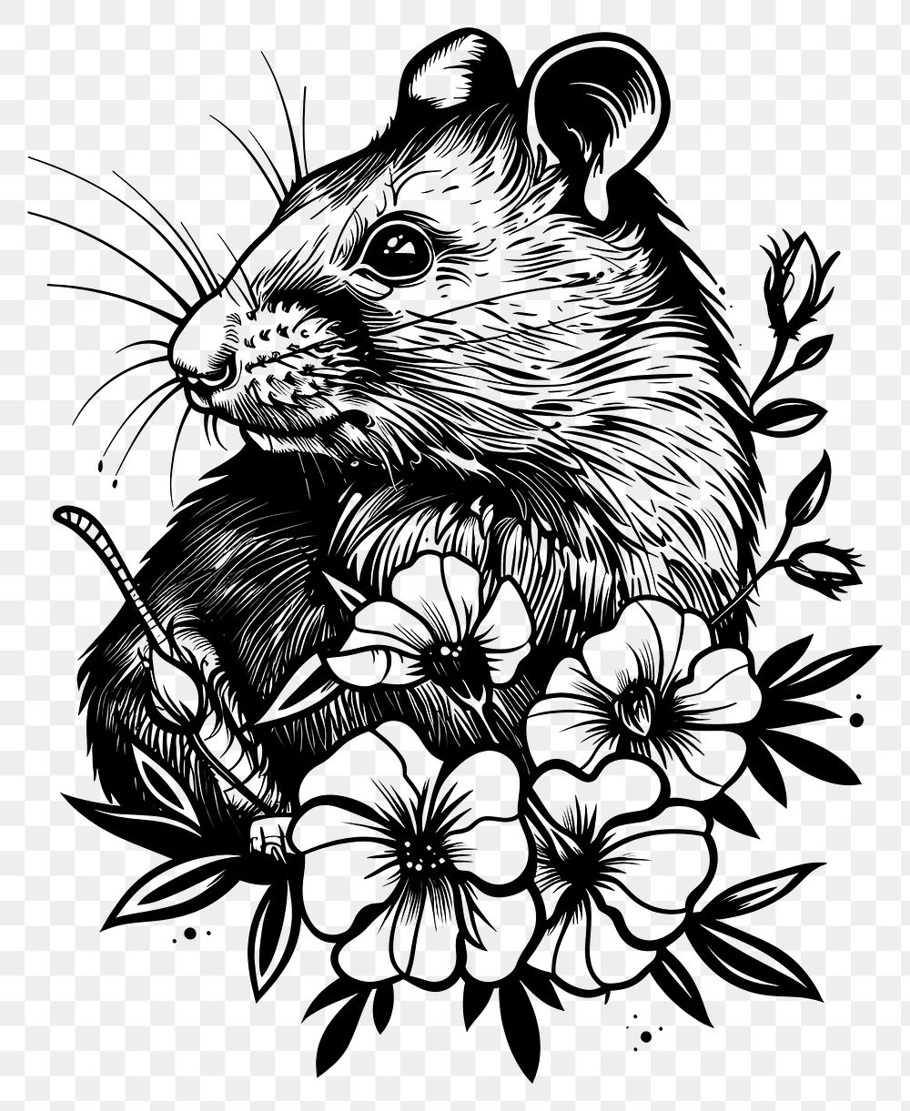 PNG Rat tattoo flat illustration illustrated drawing sketch.