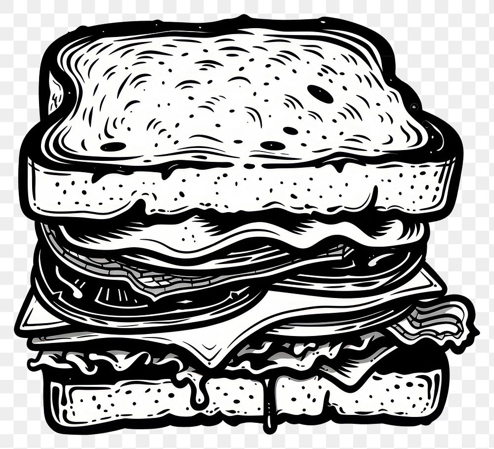 PNG Sandwich tattoo flat illustration illustrated drawing sketch.