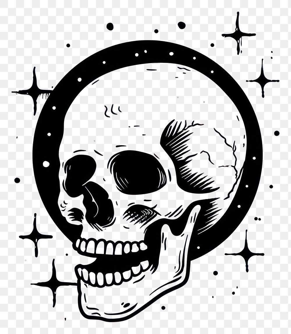 PNG Skull tattoo flat illustration clapperboard stencil art.