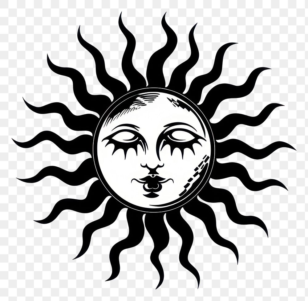 PNG Sun tattoo flat illustration logo stencil symbol.
