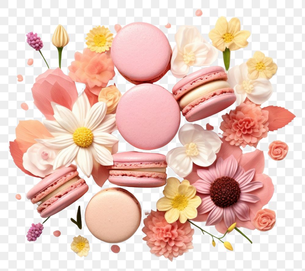 PNG Flower Collage macaron macarons confectionery dessert.