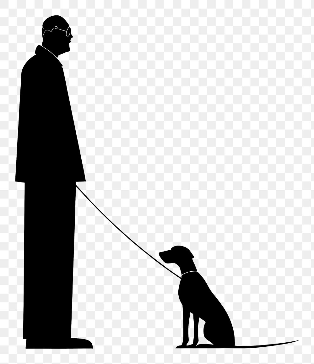 PNG Blind man and dog silhouette walking person.