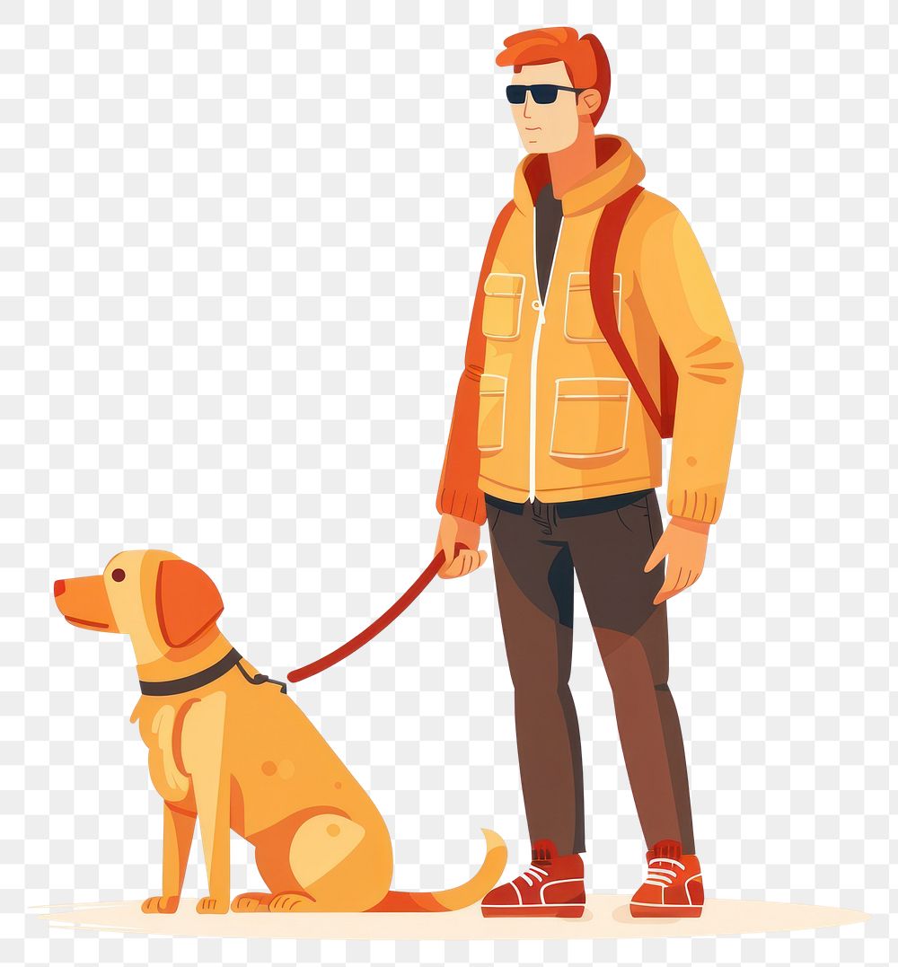 PNG Blind man and guide dog lifejacket clothing apparel.