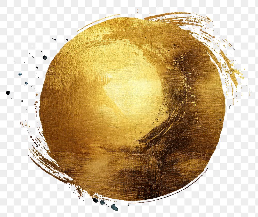 PNG A paint brush stroke circle texture gold painting.