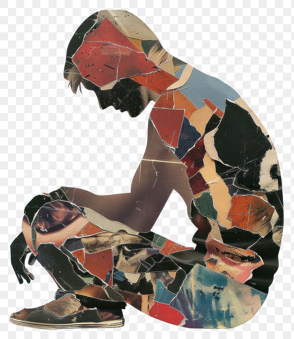 PNG Mental breakdown collage person painting.