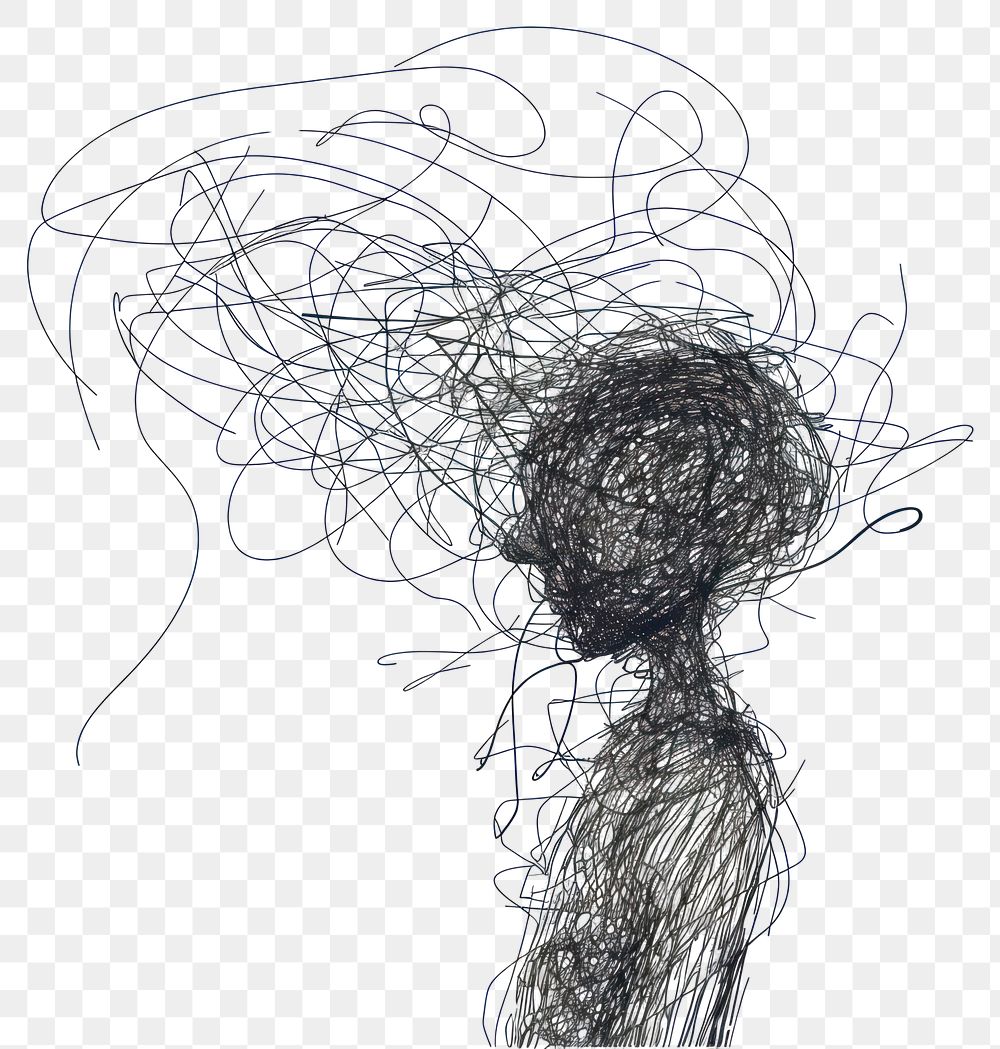 PNG Mental breakdown drawing person illustrated.